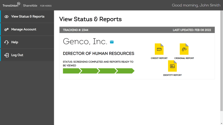 ShareAble For Hires Status and Reports