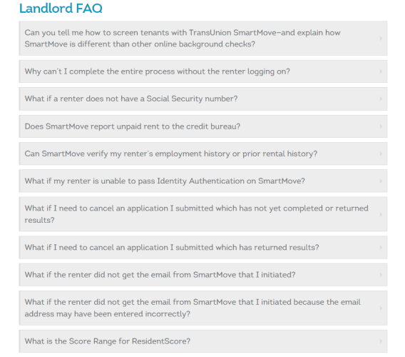 SmartMove FAQ Section