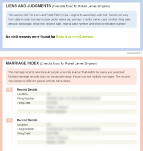 US Search marriage report sample